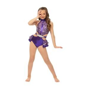 Dance Costume Small Child Purple Reverence 9219 Jazz Tap Musical Theater Sequin